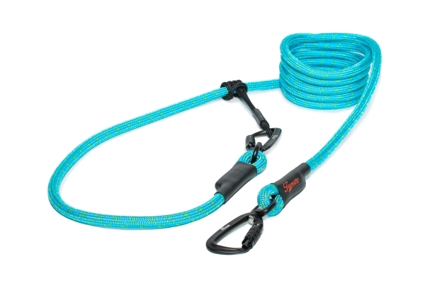 EASYLONG Hundeleine TWIST - L - 4m - blau mit grünen Stichen